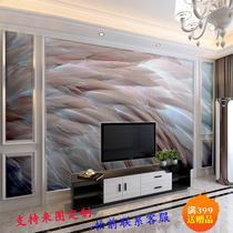 TV background wall wallpaper retro feather decoration non-woven living room bedroom bedside decoration mural silk wall cloth