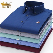 KIN DON Gold Shield Long Sleeve Shirt Men's Fashion Casual Non-Iron Plaid Inch Shirt Loose Top Shirt Business Men's Wear