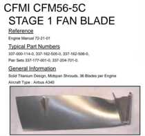 CFM56-5C engine primary fan blade titanium alloy full product