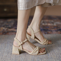 Word for word with sandals women Summer fairy Wind 2022 New fashion 100 lap net red high heel with thick heel dresses