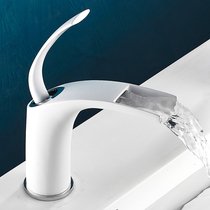 All copper hot and cold white waterfall basin faucet wash hand wash basin bathroom toilet basin faucet household