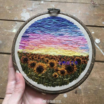 Natural style handmade hot sale European embroidery landscape painting materials include 15CM retro embroidery can be customized