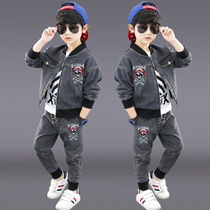 Childrens clothing boys autumn suit 2021 New Korean childrens cowboy three-piece handsome boy