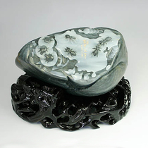 Laoshan Jade Hetian Jade Ink Jade Seed Raw Stone (Fu Jia Tian) Jade Carving Ornament Jade Carving Master