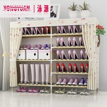 Shoe cabinet dustproof Oxford cloth Simple shoe rack thickened multi-layer double row reinforcement Economical household storage wooden assembly