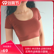 Fitness short sleeve women tight sexy short sports T-shirt gym slim running training yoga top