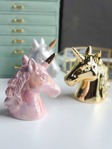 Pink girl heart unicorn ornaments pearlescent glaze symphony piggy bank Home decoration ornaments ins creative ornaments
