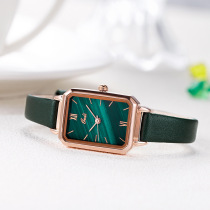 GEDI new cross-border fashion retro square peacock green lady watch Korean version student quartz anti-water table