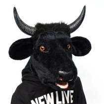 New years event performance cow head cover mask props plush simulation animal full face sand sculpture props Net Red