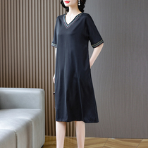 Heavy-pound genuine silk one-piece dress high-end mulberry silk 2022 pop dress new female summer long style Chater Hangzhou Grand card
