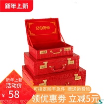 Wedding box Dowry box Vintage official box Red wedding suitcase Female bride dowry gift box portable pressure box money