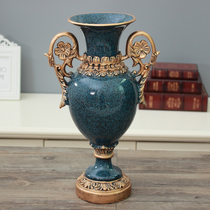 American countryside minimalist resin large vase European-style light lavish double ear living-room TV cabinet New house florware retro swing piece