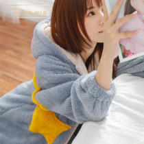 TOUCH MISSs new autumn and winter coral velvet pyjamas for womens winter casual stars Sleeping Robes Women Sleeping Skirts