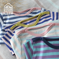 (CreamHouse) Korean color striped male and female baby children elastic cotton autumn clothes underwear set