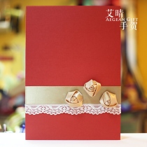 A4 oversize red handmade greeting card birthday party advanced feel wedding gift vows handcard personality custom-made