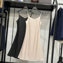 MRMW2021 summer new silky satin light acetic acid sling dress female temperament French high waist satin base skirt