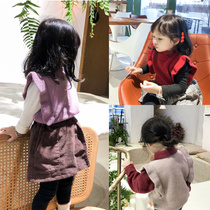 City of beauty girl baby high sweet lace sweater vest 2019 autumn and winter New Girl dress color super