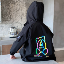 Boys autumn coat 2021 new childrens clothing spring and autumn small children casual reflective Korean version of foreign style coat tide