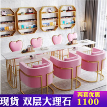 ins Nordic minimalist double layer marble medecor table and chairs suit gold iron art single double medecor table repi table