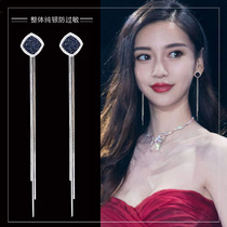 Earrings 2021 New tassel 925 sterling silver personality Net red temperament simple Korean advanced sense geometric earrings