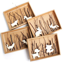 Kindergarten ring innovation material ins Fengsen wall decoration animal paper box branch combination set wall decoration