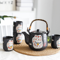 Nishida Muyu Lucky Cat tea set Japanese cute creative ceramic teapot Teacup Home use 