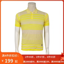 Special 299-summer mens short-sleeved striped polo shirt yellow Italian public price 2900
