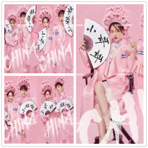 Wedding studio photo shooting props writing white male fan personality national tide costume Chinese style brush fan