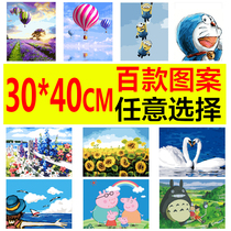 diy digital oil painting 30*40 Children cartoon animation landscape kindergarten hand painting coloring painting Oil color decorative painting