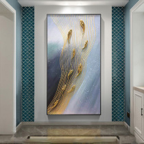 Three-dimensional Jiuyu Tuxuan Guan Guan Decoration Painting High-end High-end Recruiting handpainted oil painting Light Extravagant Vertical Version Aisle Hallway Hung Painting