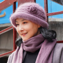 Middle-aged and elderly wool hats autumn and winter old hats children Winter grandma knitted hats mother old ladies flower basin hats