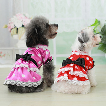 Dog clothes small dog skirt Teddy than bear princess dress pet maid dress polo point dress dog dress