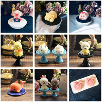 Internet celebrity 3D three-dimensional pig rabbit mousse cake silicone mold rabbit jelly pudding ice cream bear mold
