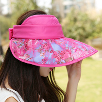 Cap children Summer Korean version Foldable sun hat Large eaves lace empty top hat lady sunscreen hat beach hat