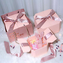 Pink gift box ins Wind gift box empty box large girl heart simple gift box with star lamp