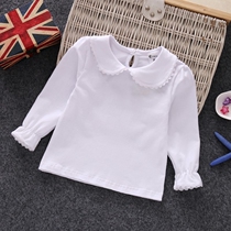 White Long Sleeve Women Baoqiu Joker Children Doll Princess Baby New Girl Shirt base shirt Lapel Autumn Clothes Women