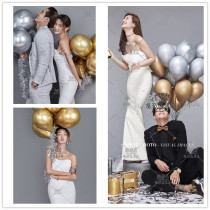 New photo props wedding studio indoor net Red fashion white gauze Gold Silver Pearl balloon creative tour
