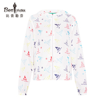 Bhiyin Löfven spring summer new womens hood full print pattern thin coat casual outdoor sports style jacket