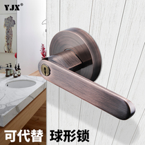 Black spherical door handle lock Three-bar lock handle Household universal bedroom bathroom American door lock