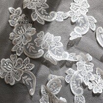 DIY handmade material fabric decal accessories s39 ivory white embroidery lace cloth patch blessing bag decorative dress patch