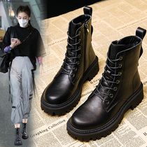The real Pig Martin Boots 2021 new winter and autumn cotton boots thick sole boots female spring and autumn single boots