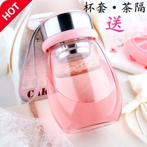 Net Red Girl with lid thick toot glass cup cute home big belly Cup heat-resistant pattern Penguin glass