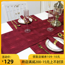 Red table flag New year wedding celebration modern simple European style luxury high-end luxury tea mat long strip light luxury Chinese bed flag