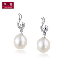 Chow Tai Fook Jewelry Fashion Elegant 925 Silver Pearl Earrings AQ32585 Selection