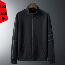 Autumn sports coat mens middle-aged and elderly standing collar plus fat plus size fat loose butterfly clothes dad casual top