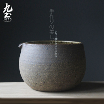 Nine-earth handmade days style coarse pottery washed pen wash with water spittoon scum bucket bucket water square tea washed tea sea imitation ancient qutian tea with tea