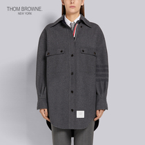 THOM BROWNE Ladies 2022 Early spring 4 Stripes in grey wool shirt dress