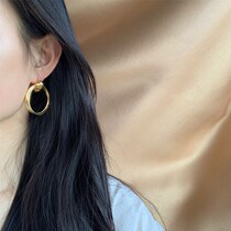 Left ear) SAVI same HOOP earrings pendant necklace European and American INS simple style metal winding stud earrings female neck chain