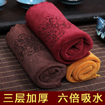Wufu Tea towel Tea cloth rag Super absorbent fiber thickened pure cotton hemp tea ceremony Tea accessories Tea tray pad