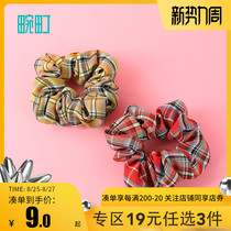 Wanning plaid hair circle fresh college style large intestine hair circle simple retro tie head rope female summer ponytail